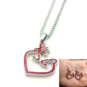 BROWNING Red &Silver BUCK & DOE Love NECKLACE SET